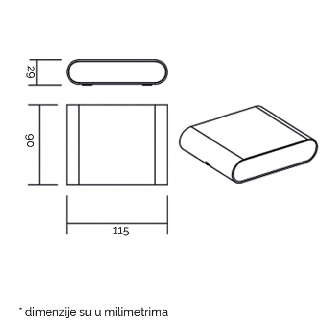 LED SVETILJKA JM-075 ZIDNA 6.5W 3000K IP54 CRNA