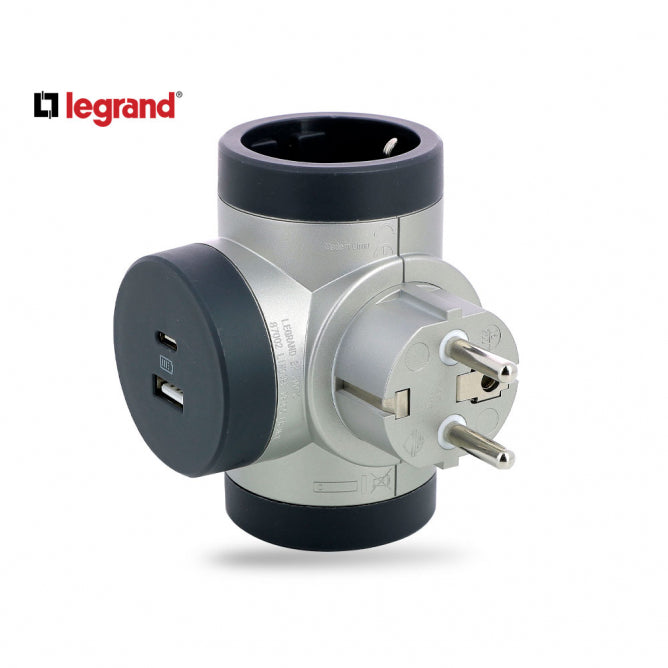 LG 694524 ADAPTER ROTIRAJUCI 2X2P+E 1XUSB-A 1XUSB-C (ALU/T.SIVA)