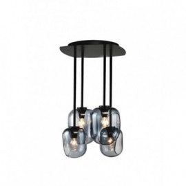 LUNA 104 LUSTER 4*E14 BLACK/SMOKED GLASS