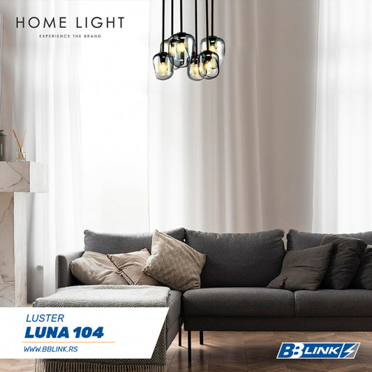 LUNA 104 LUSTER 4*E14 BLACK/SMOKED GLASS