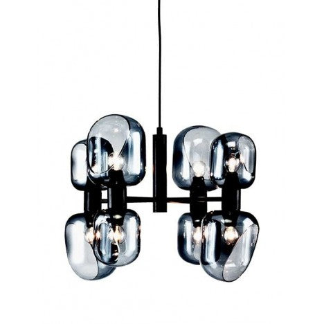 LUNA 105 LUSTER 8*E14 BLACK/SMOKED GLASS