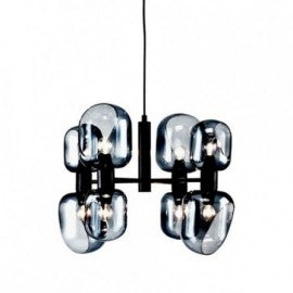 LUNA 105 LUSTER 8*E14 BLACK/SMOKED GLASS