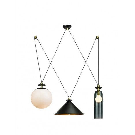 LUNA 109 VISILICA 3*E27 BLACK/WHITE/SMOKED GLASS