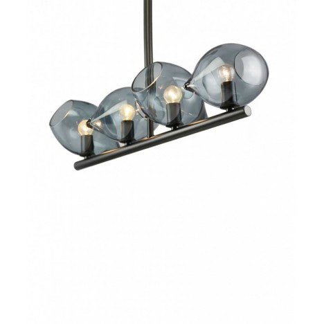 LUNA 114 LUSTER 4*E14 BLACK/SMOKED GLASS