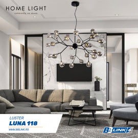 LUNA 118 LUSTER 27*G4(220V) BLACK/SMOKED GLASS