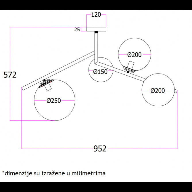 LUNA 191 LUSTER 4*E14 MESING