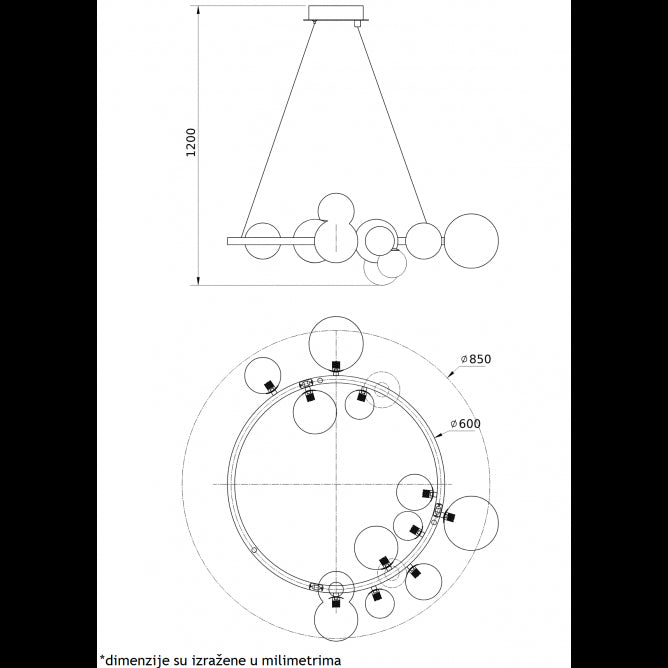 LUNA 199 VISILICA 14*G9 CRNA