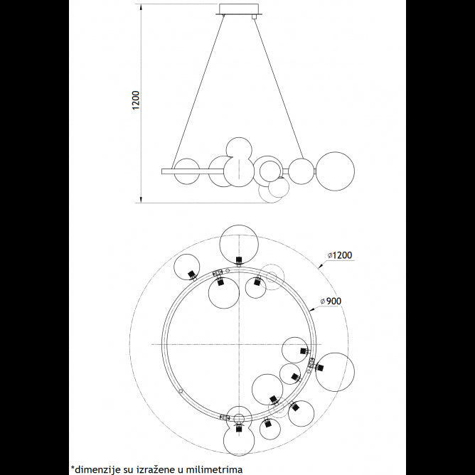 LUNA 200 VISILICA 24*G9 CRNA