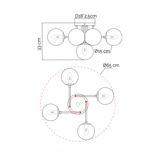 LUNA 207 LUSTER 5*E14 CRNA/MESING