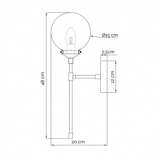 LUNA 209 ZIDNA LAMPA 1*E14 MESING