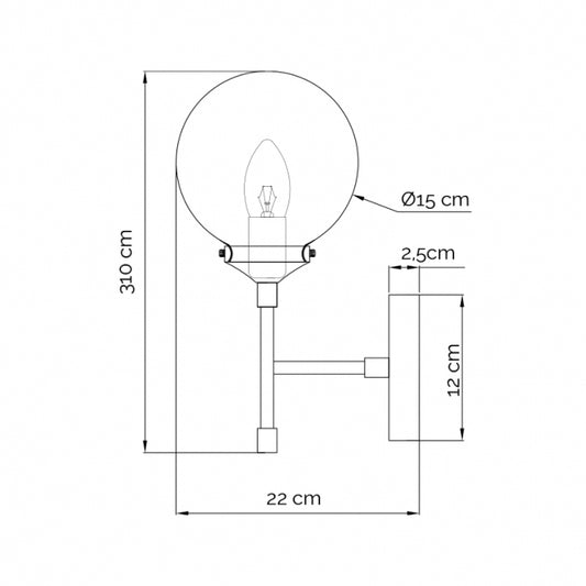 LUNA 208 ZIDNA LAMPA 1*E14 MESING