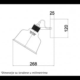 LUNA 221 ZIDNA LAMPA 1*E27 CRNA/BAKAR