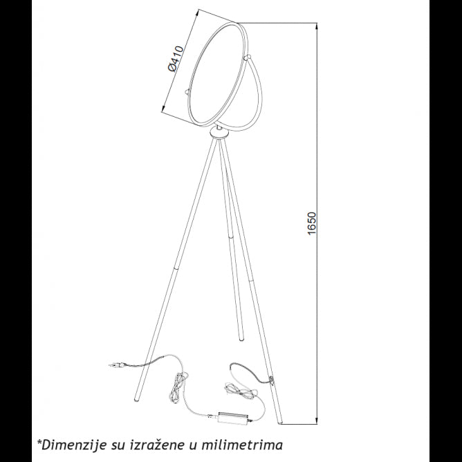 LUNA 254 PODNA LAMPA 20W 3000K CRNA DIM