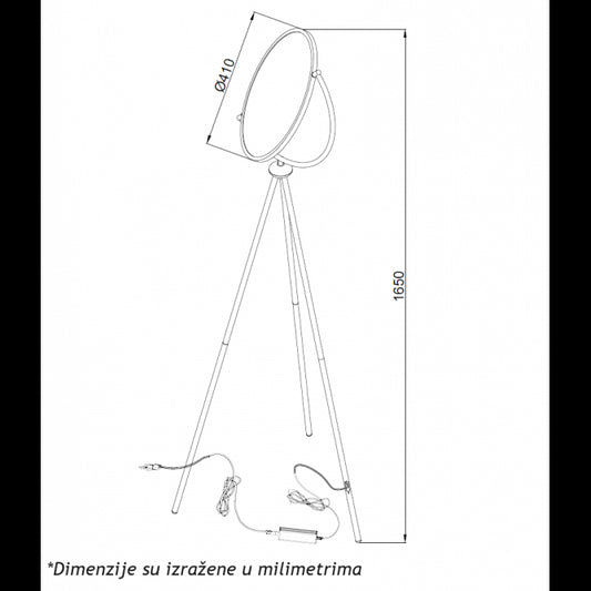 LUNA 254 PODNA LAMPA 20W 3000K CRNA DIM