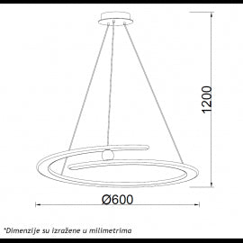 LUNA 262 LUSTER 60W 3000K CRNA