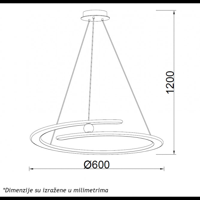 LUNA 262 LUSTER 60W 3000K CRNA