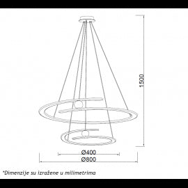 LUNA 263 LUSTER 105W 3000K CRNA