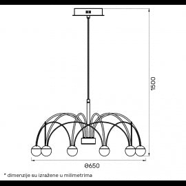 LUNA 319 LUSTER 37W 3000K CRNI