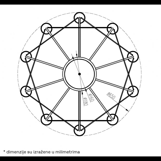 LUNA 319 LUSTER 37W 3000K CRNI