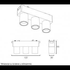 MAGNETIC SLIM SVETILJKA LED26-3TY 6W 3000K 24° 48V DC BELA