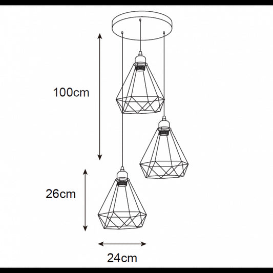 RUSTIK 138 VISILICA 3*E27 CRNA