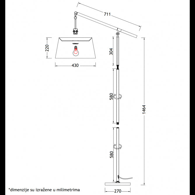 RUSTIK 166 PODNA LAMPA 1*E27