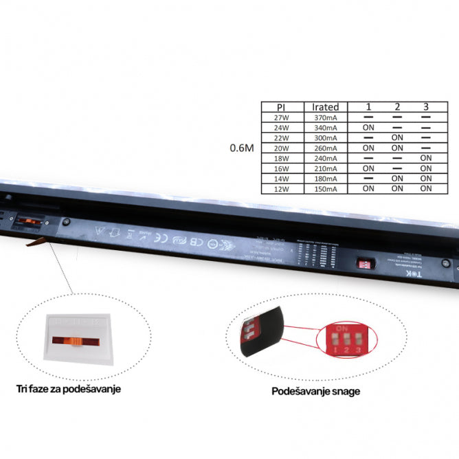 SINSKA SVETILJKA JM-4072 12-27W 4000K 90° 600mm CRNA