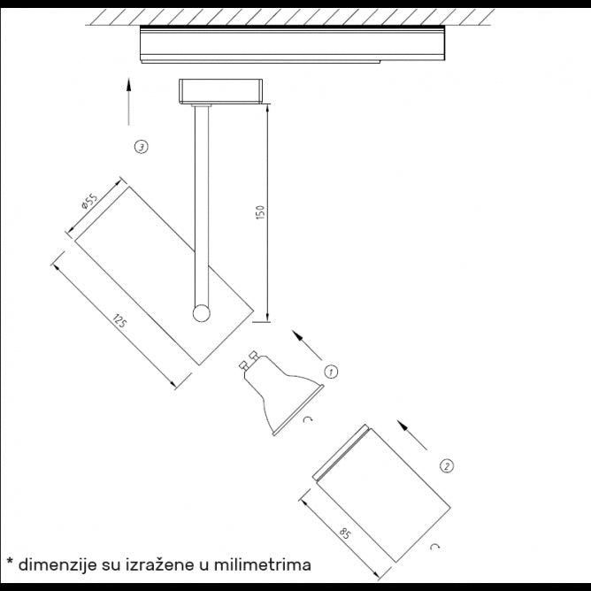 SINSKI REFLEKTOR JM-19420 1*GU10 CRNI