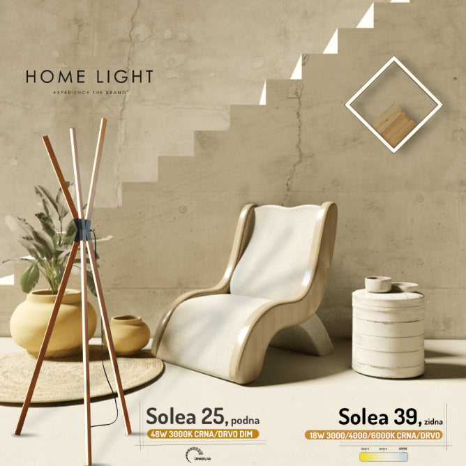SOLEA 25 PODNA LAMPA 48W 3000K CRNA/DRVO DIM
