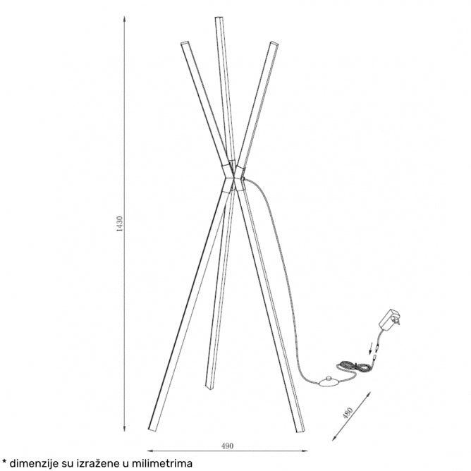 SOLEA 25 PODNA LAMPA 48W 3000K CRNA/DRVO DIM