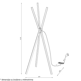 SOLEA 25 PODNA LAMPA 48W 3000K CRNA/DRVO DIM