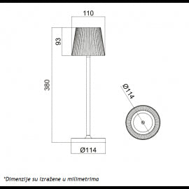 STONA LAMPA PUNJIVA T16011 3W 3000K IP54 CRNA
