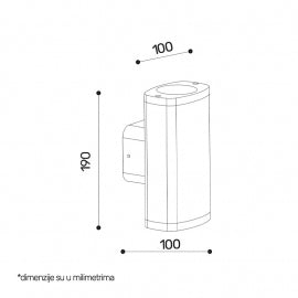 SVETILJKA 2472 ZIDNA 2*GU10 IP54 CRNA