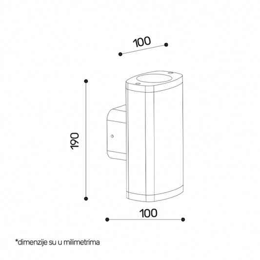 SVETILJKA 2472 ZIDNA 2*GU10 IP54 CRNA