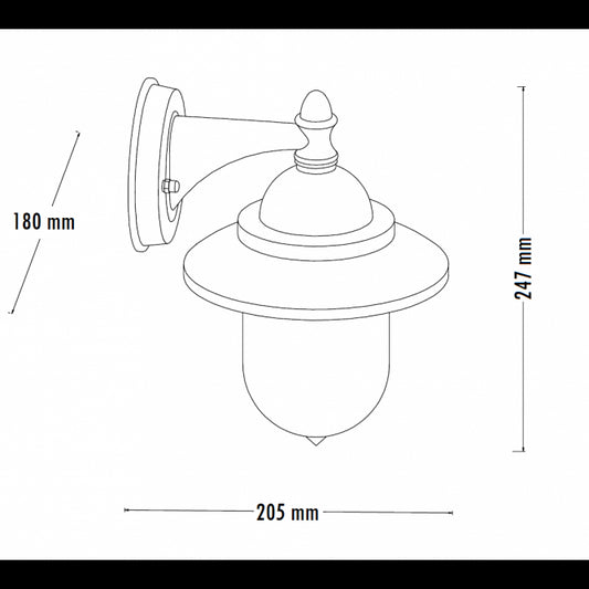 SVETILJKA AB1301 ZIDNA 1*E27 IP44 CRNA