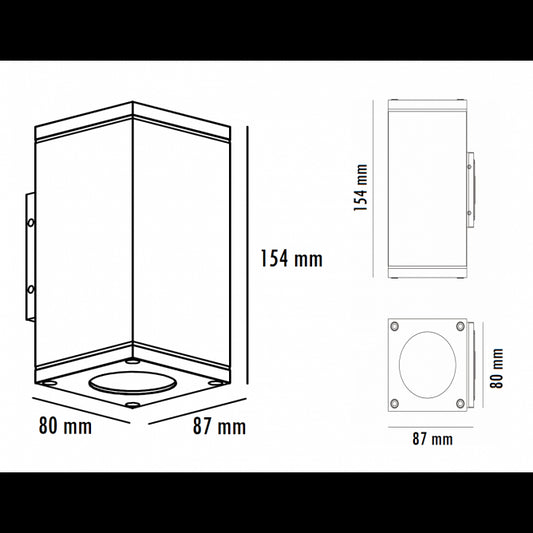 SVETILJKA JM-2123 ZIDNA 2*GU10 CRNA IP65