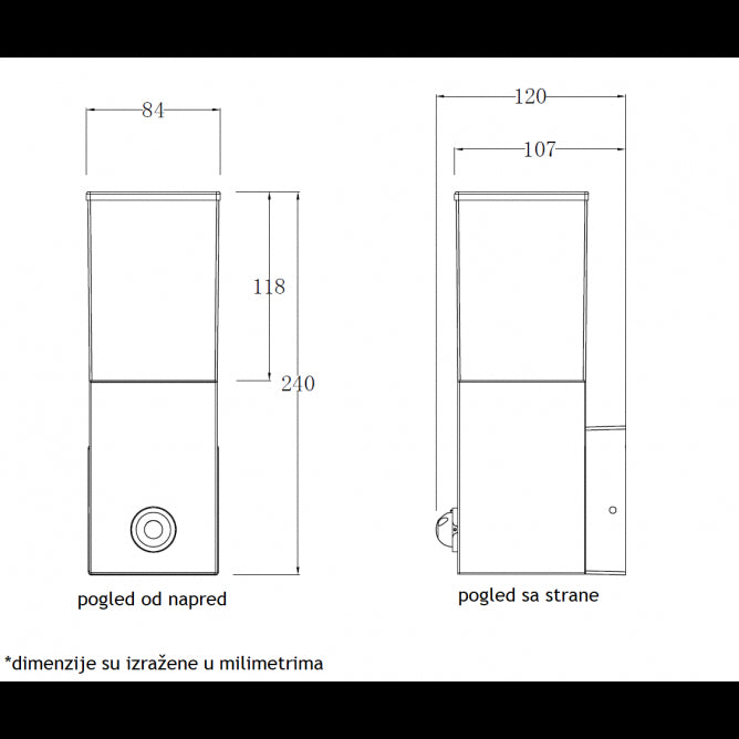 SVETILJKA JM-4606 ZIDNA SENZOR 1*E27 IP65 ANTRACIT