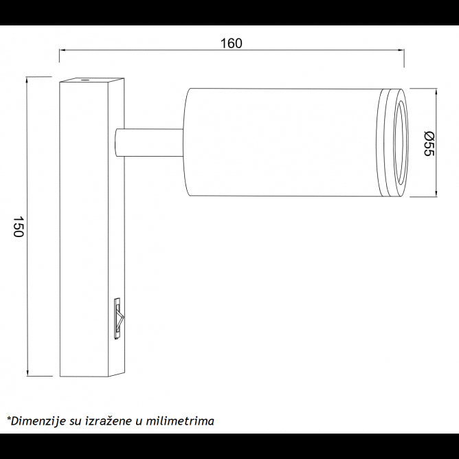 SVETILJKA TS194F ZIDNA 1*GU10 CRNA