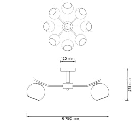 TALIA 32 LUSTER 8*E14 CRNA/BAKAR