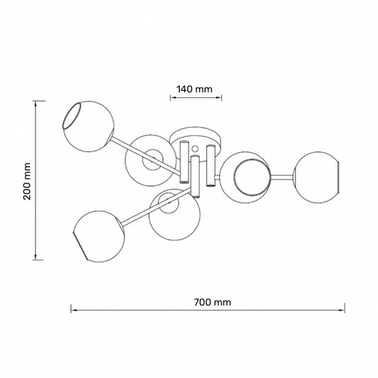 TALIA 36 LUSTER 6*E14 CRNA/BAKAR