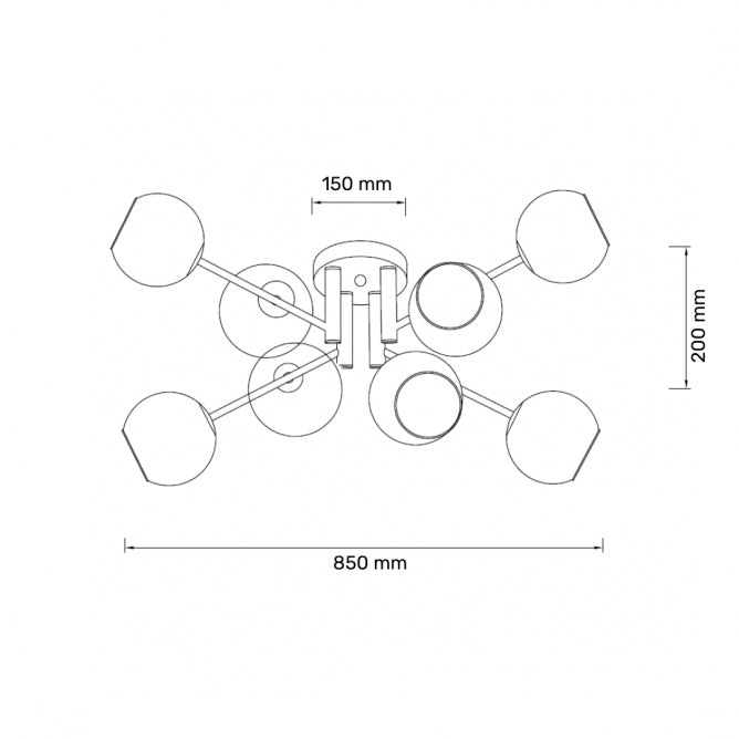 TALIA 37 LUSTER 8*E14 CRNA/BAKAR