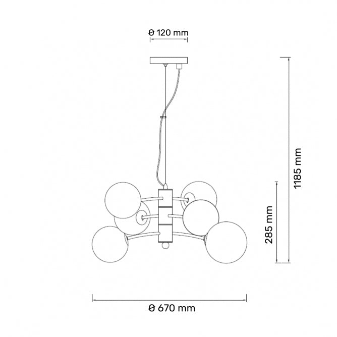 TALIA 49 LUSTER 6*G9 CRNA/BAKAR