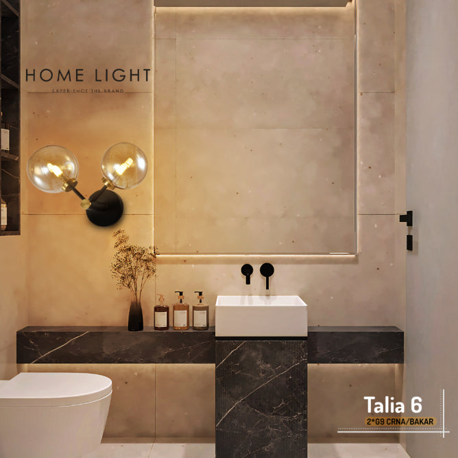 TALIA 6 ZIDNA LAMPA 2*G9 CRNA/BAKAR