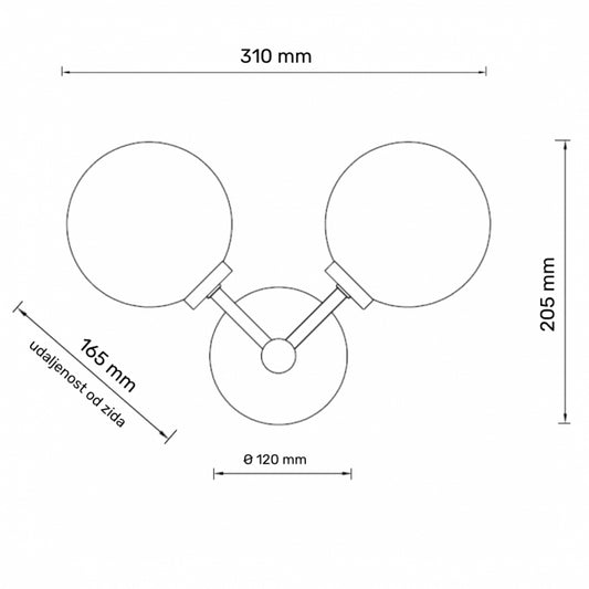 TALIA 6 ZIDNA LAMPA 2*G9 CRNA/BAKAR