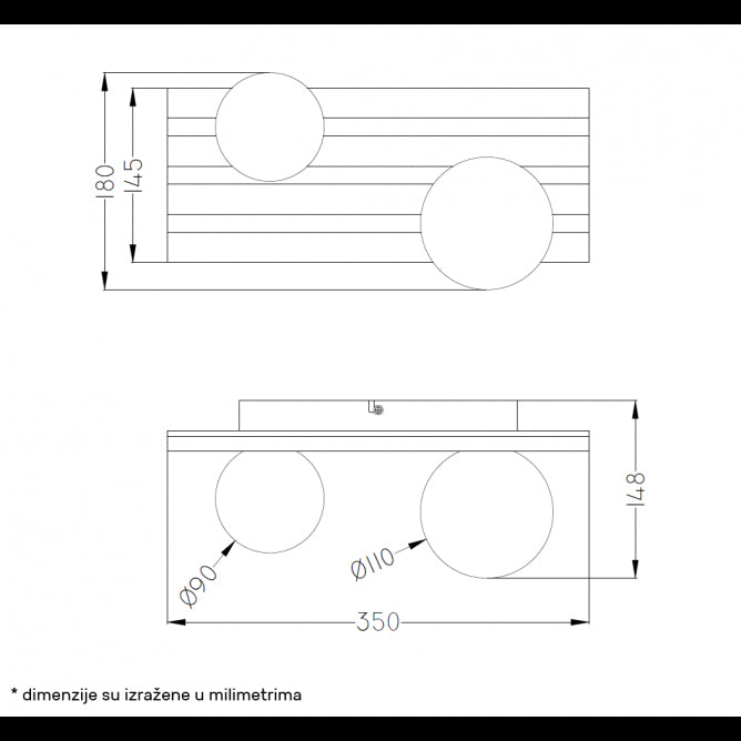 TALIA 60 PLAFONSKA SVETILJKA 2*G9 DRVO