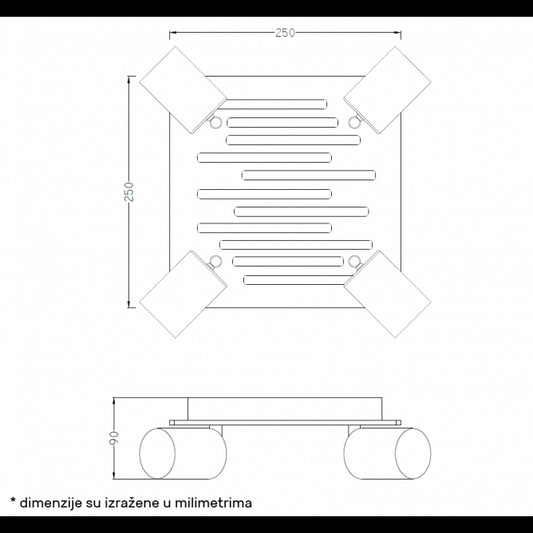TALIA 68 SPOT SVETILJKA 4*GU10 CRNA/DRVO