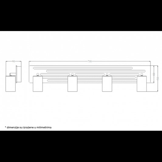 TALIA 69 SPOT SVETILJKA 4*GU10 CRNA/DRVO