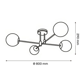 TALIA 74 LUSTER 4XE27 CRNA/ZLATO