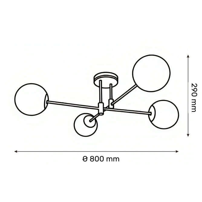 TALIA 74 LUSTER 4XE27 CRNA/ZLATO