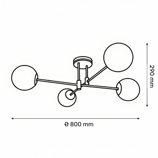 TALIA 74 LUSTER 4XE27 CRNA/ZLATO